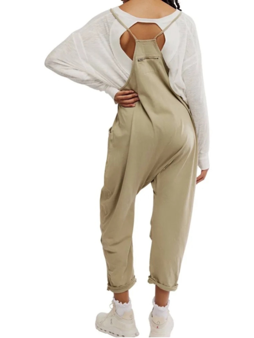 Free People FP Movement Hot Shot Jumpsuit Womens L Sage Green Pockets NWT - Picture 5 of 6